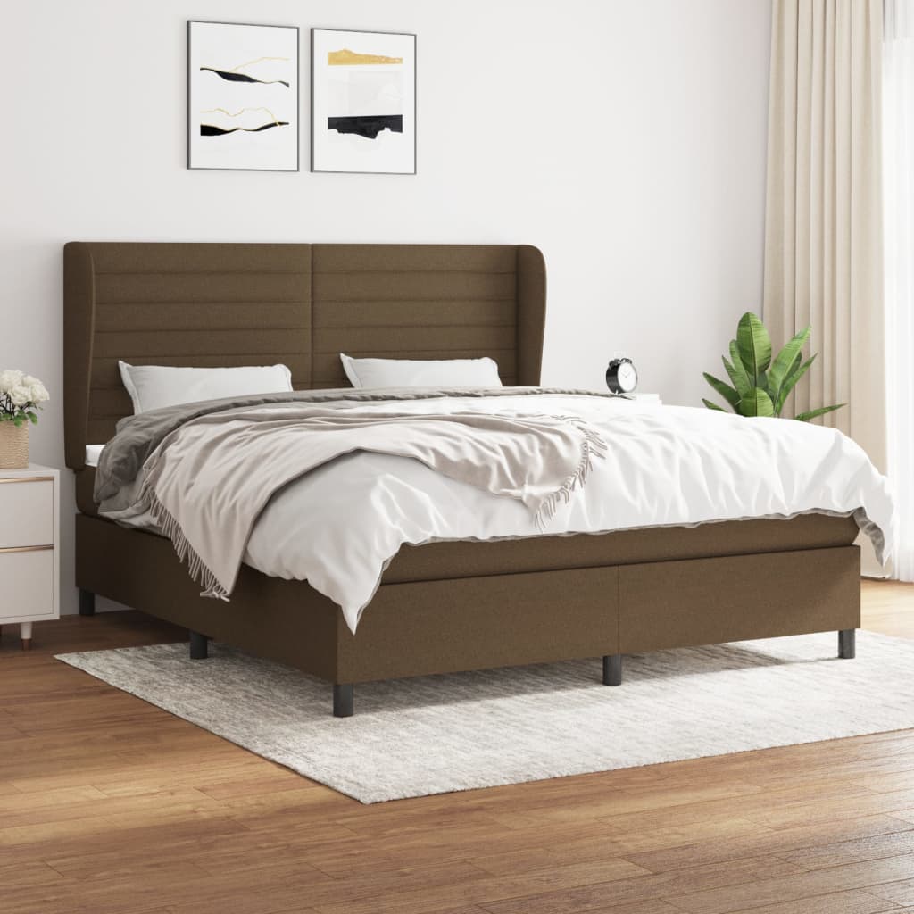Giroletto a Molle con Materasso Marrone Scuro 180x200cm Tessuto | homemem39