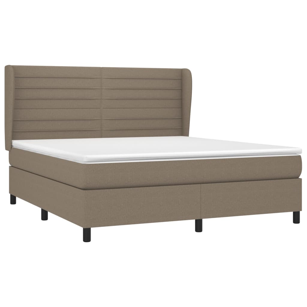 Spring bed frame with dove gray mattress 180x200 cm in fabric