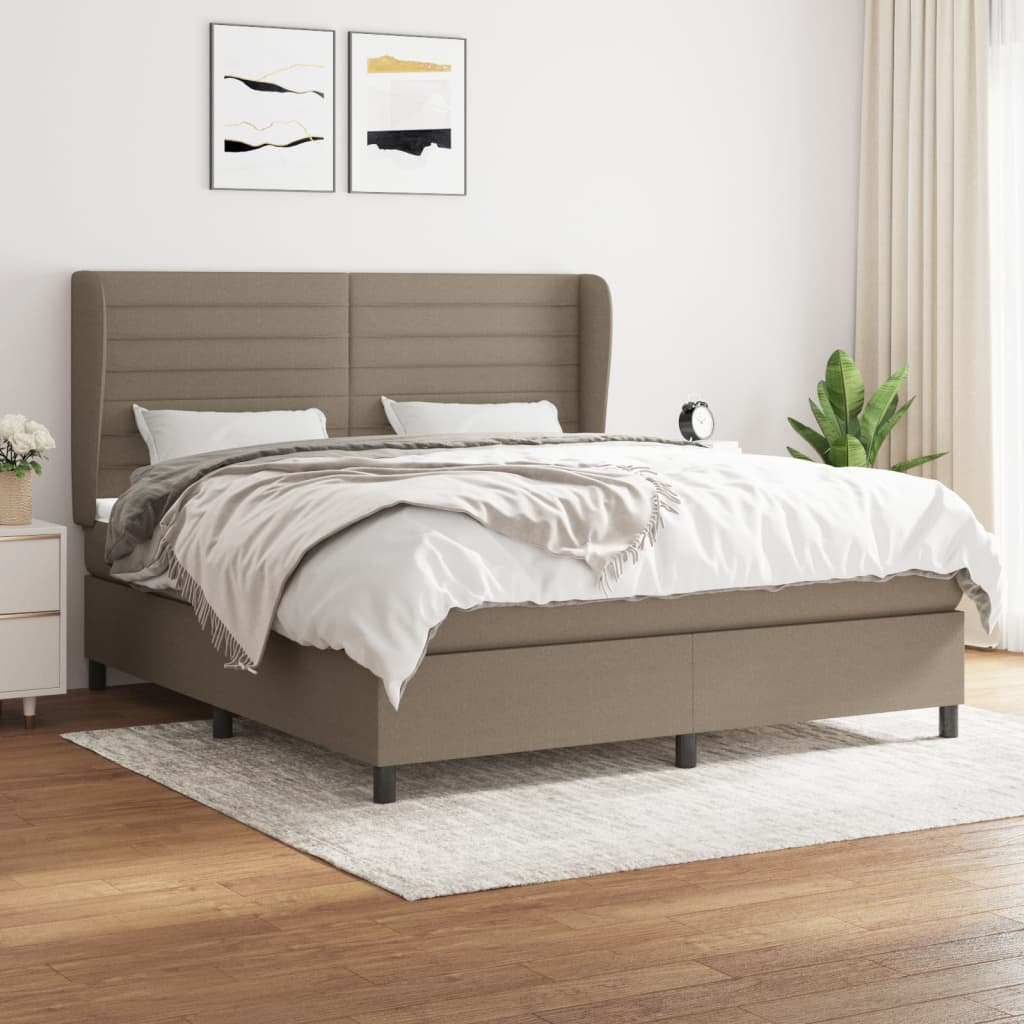 Spring bed frame with dove gray mattress 180x200 cm in fabric