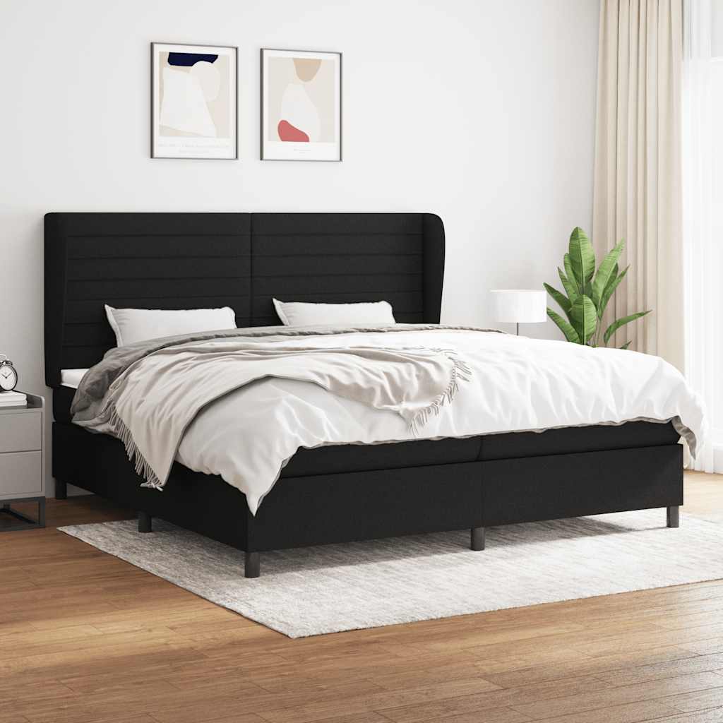Giroletto a Molle con Materasso Nero 200x200 cm in Tessuto | homemem39