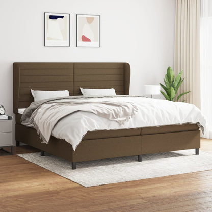 Giroletto a Molle con Materasso Marrone Scuro 200x200cm Tessuto | homemem39