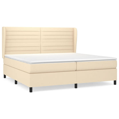 Giroletto a Molle con Materasso Crema 200x200 cm in Tessuto | homemem39