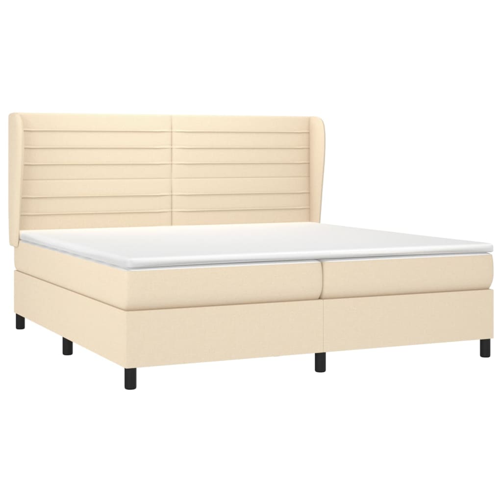 Giroletto a Molle con Materasso Crema 200x200 cm in Tessuto | homemem39