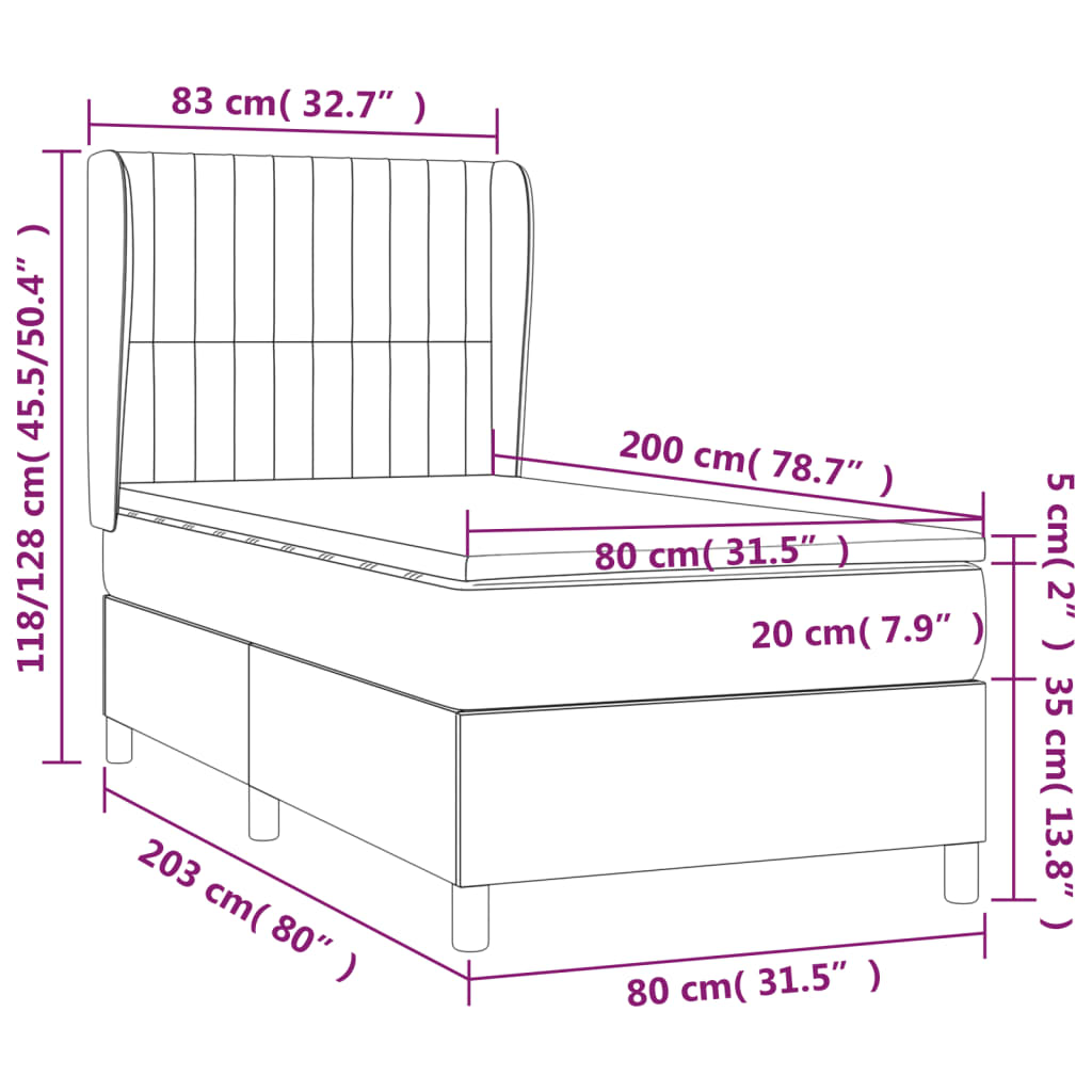 Giroletto a Molle con Materasso Crema 80x200 cm inTessuto | homemem39