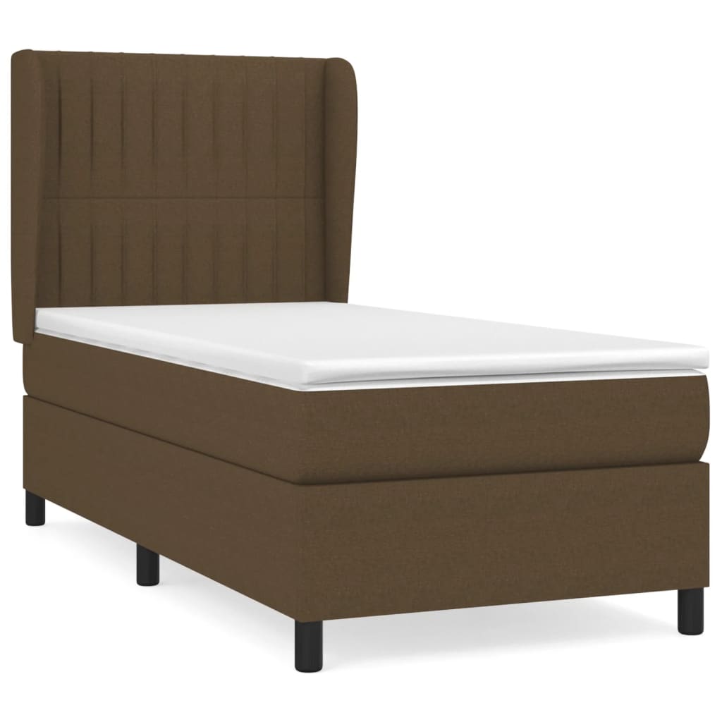 Giroletto a Molle con Materasso Marrone Scuro 90x190cm Tessuto | homemem39