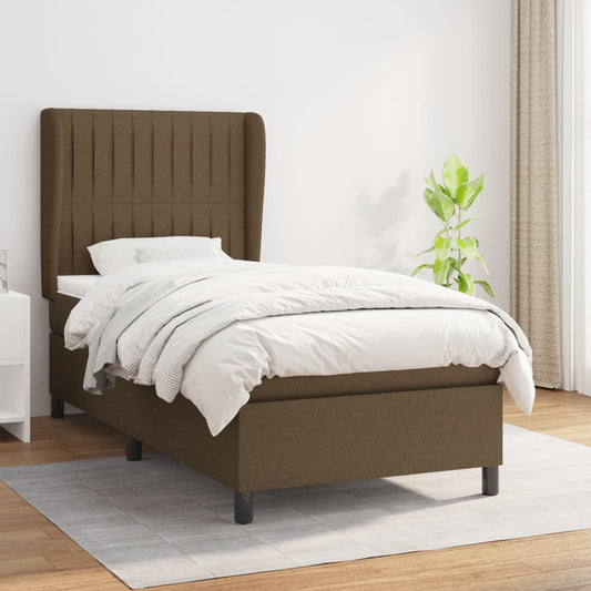 Giroletto a Molle con Materasso Marrone Scuro 90x190cm Tessuto | homemem39