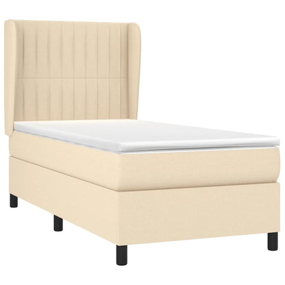 Giroletto a Molle con Materasso Crema 90x190 cm in Tessuto | homemem39