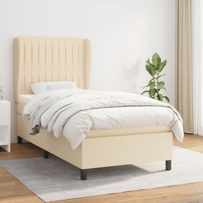 Giroletto a Molle con Materasso Crema 90x190 cm in Tessuto | homemem39