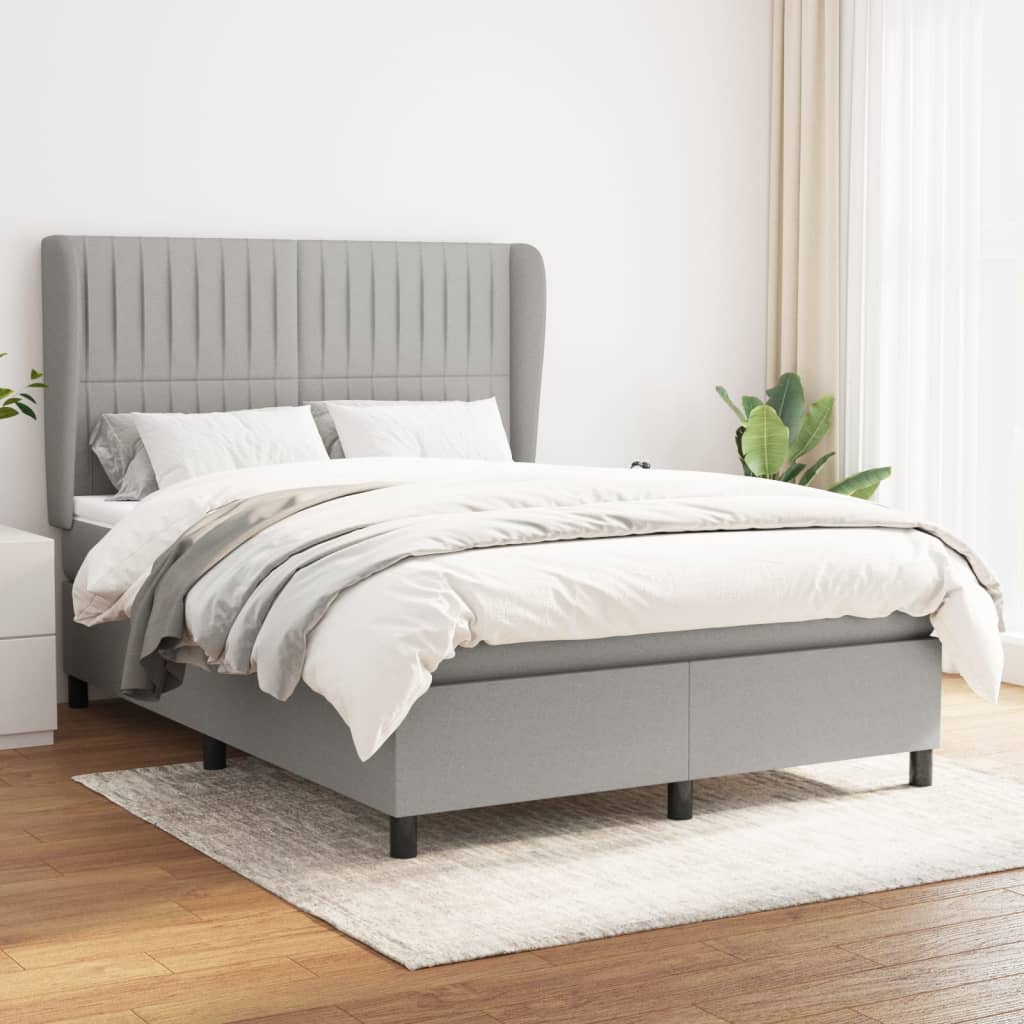 Giroletto a Molle con Materasso Grigio Chiaro 140x190cm Tessuto | homemem39