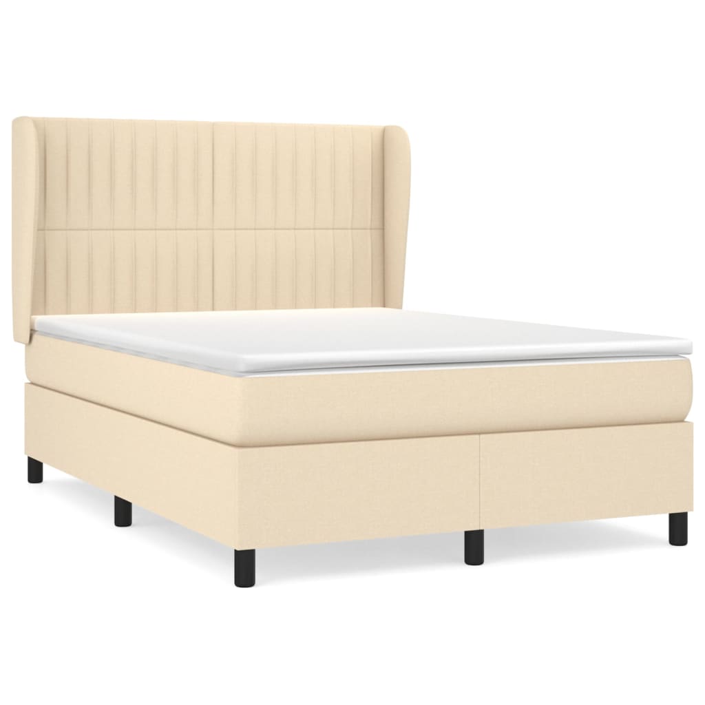 Giroletto a Molle con Materasso Crema 140x19 cm in Tessuto | homemem39