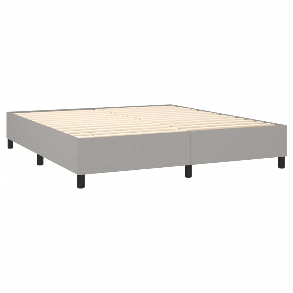 Spring bed frame with light gray mattress 160x200 cm fabric