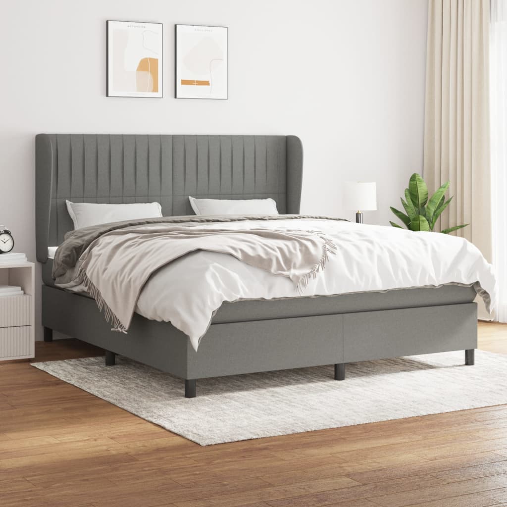 Giroletto a Molle con Materasso Grigio Scuro 160x200 cm Tessuto | homemem39