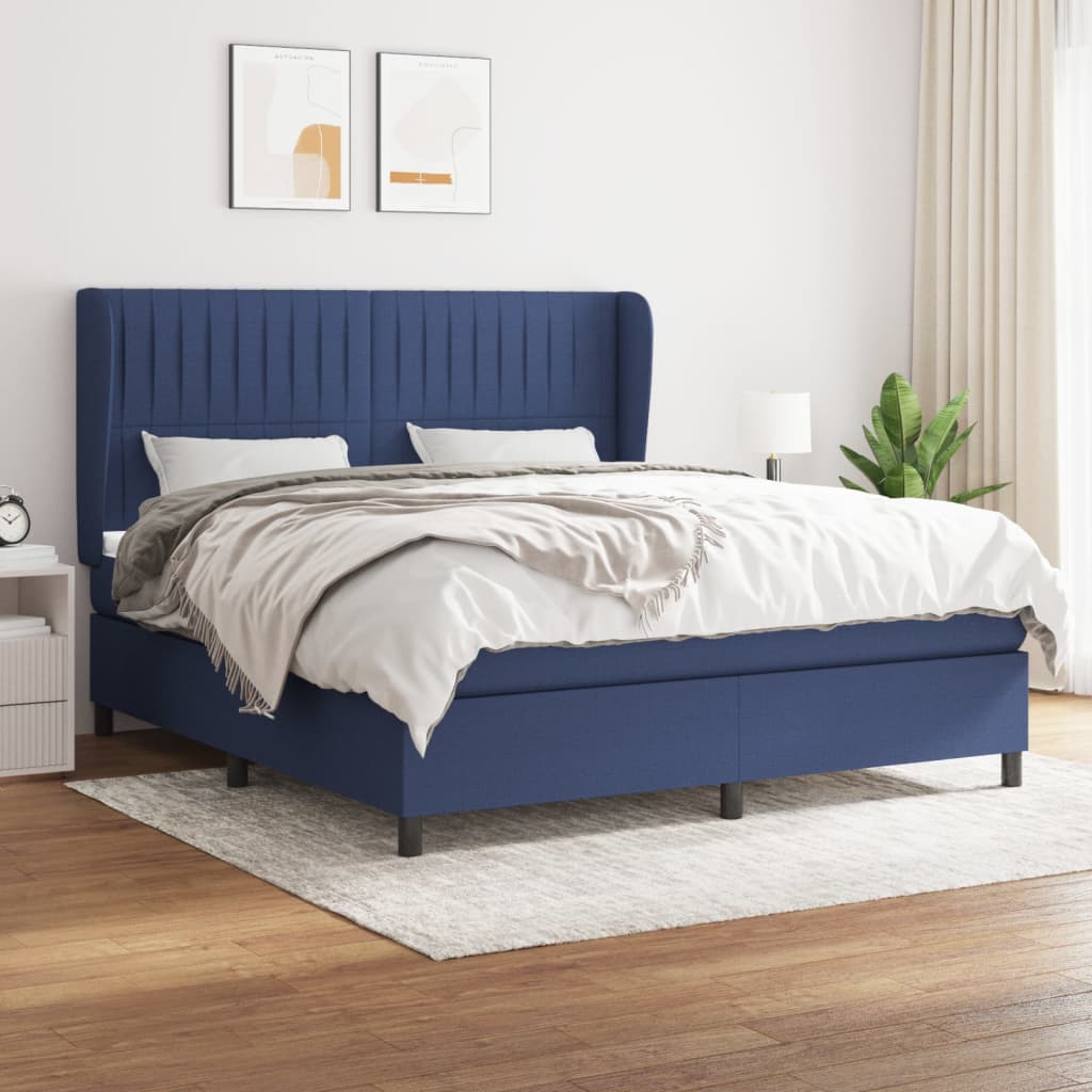 Giroletto a Molle con Materasso Blu 160x200 cm in Tessuto | homemem39