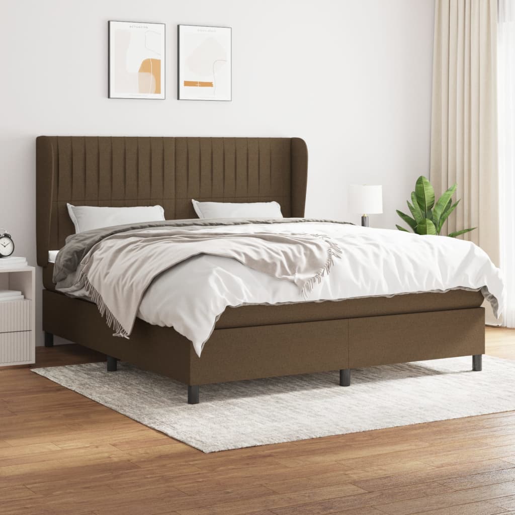 Giroletto a Molle con Materasso Marrone Scuro 180x200cm Tessuto | homemem39