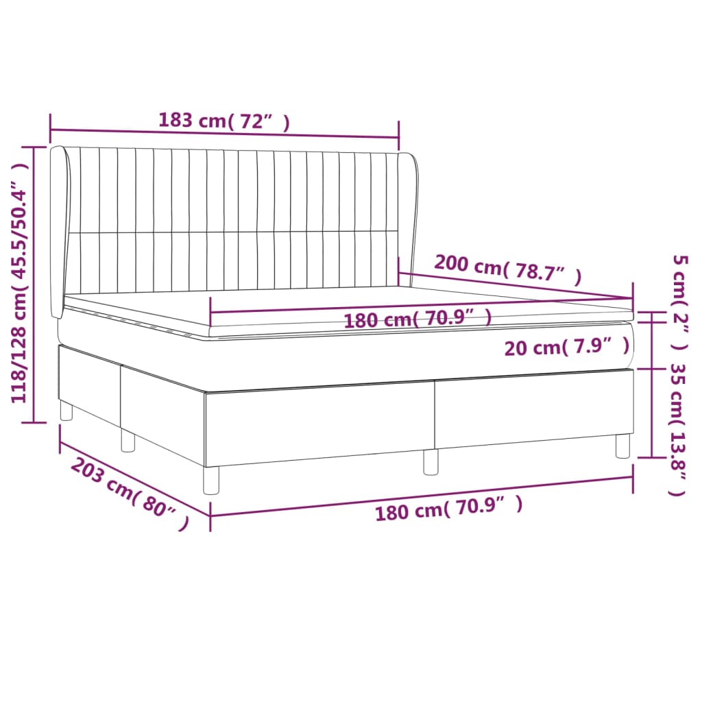 Giroletto a Molle con Materasso Tortora 180x200 cm in Tessuto