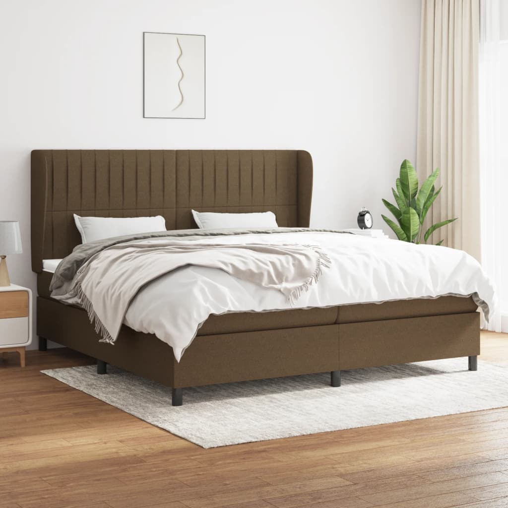 Giroletto a Molle con Materasso Marrone Scuro 200x200cm Tessuto | homemem39