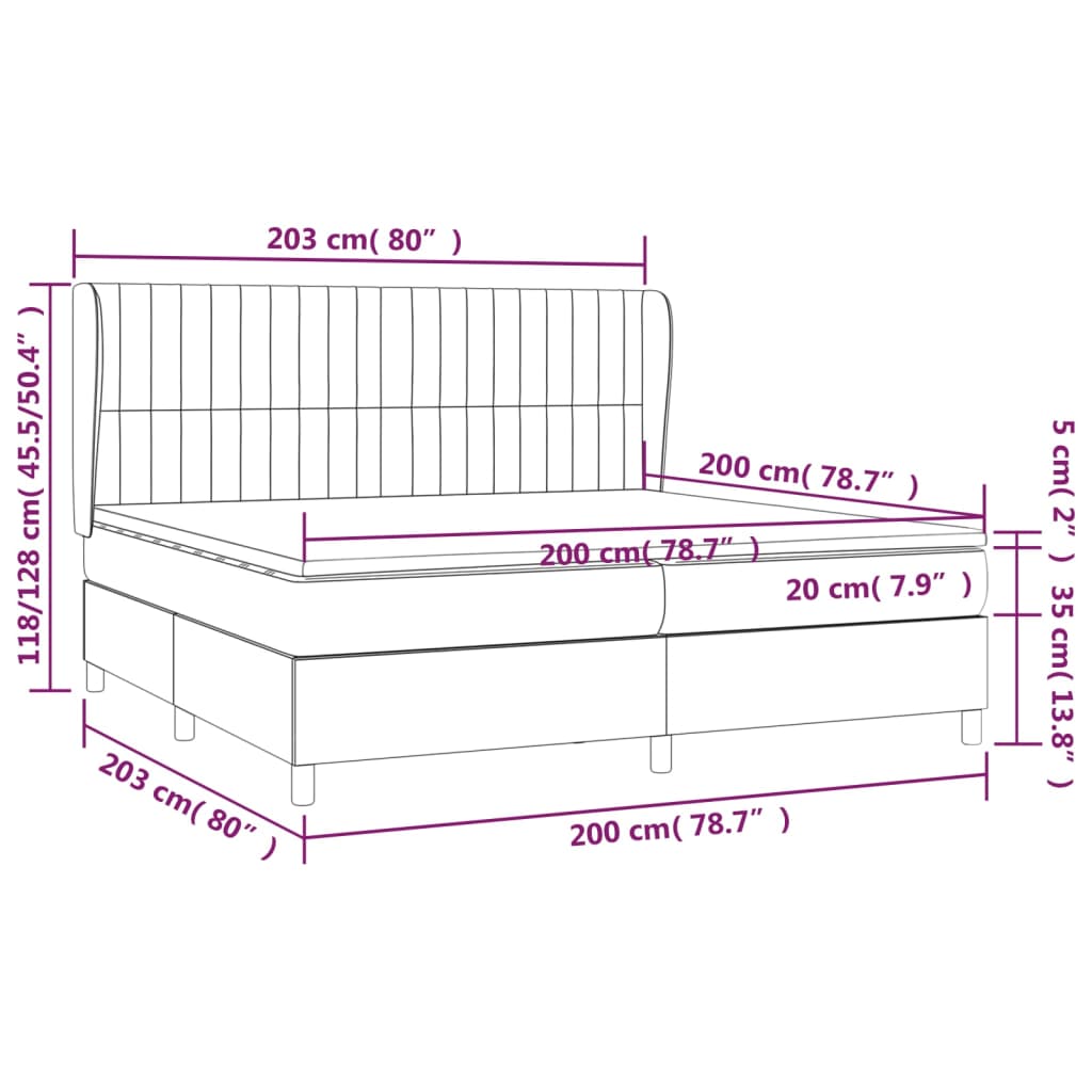 Giroletto a Molle con Materasso Tortora 200x200 cm in Tessuto