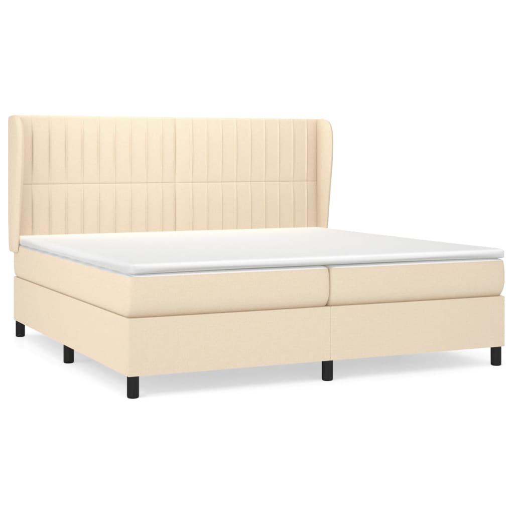 Giroletto a Molle con Materasso Crema 200x200 cm in Tessuto | homemem39