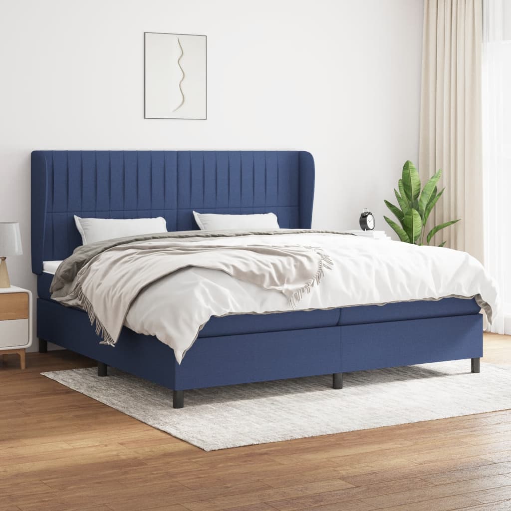 Giroletto a Molle con Materasso Blu 200x200 cm in Tessuto | homemem39