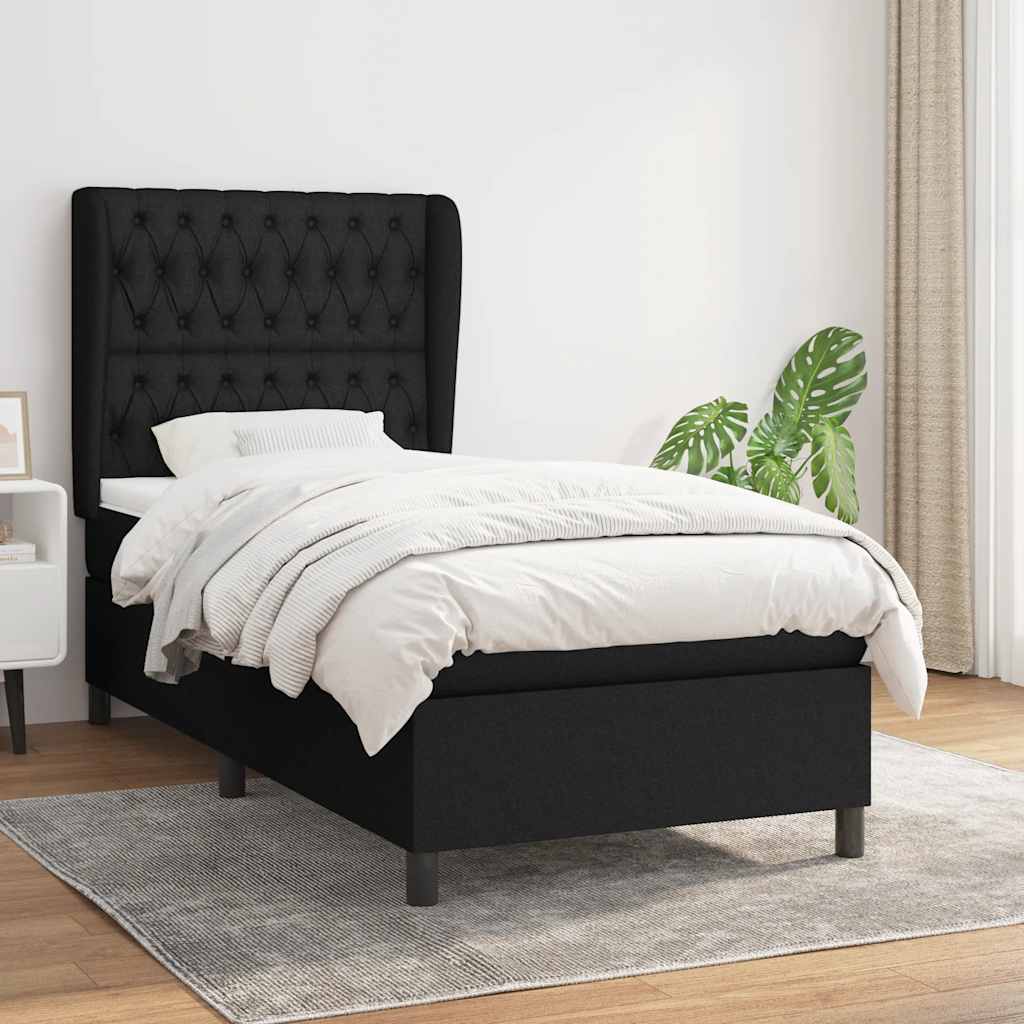 Giroletto a Molle con Materasso Nero 90x190 cm in Tessuto | homemem39
