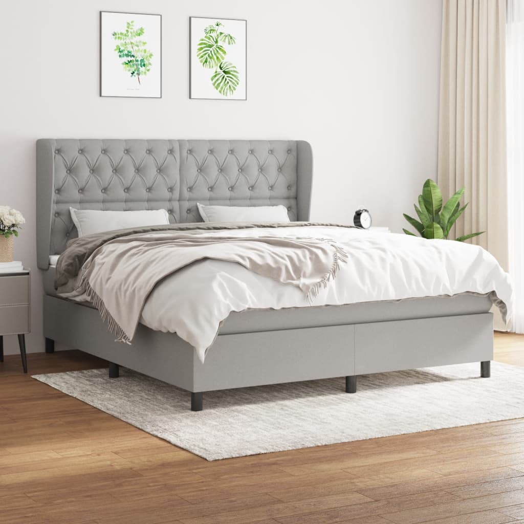 Giroletto a Molle con Materasso Grigio Chiaro160x200 cm Tessuto | homemem39