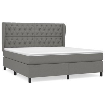 Giroletto a Molle con Materasso Grigio Scuro 160x200 cm Tessuto | homemem39
