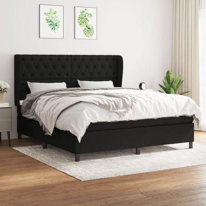 Giroletto a Molle con Materasso Nero 160x200 cm in Tessuto | homemem39