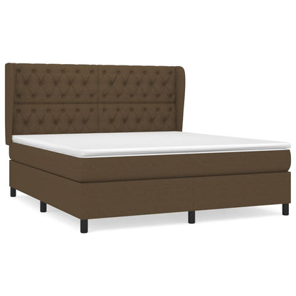 Giroletto a Molle con Materasso Marrone Scuro 160x200cm Tessuto | homemem39