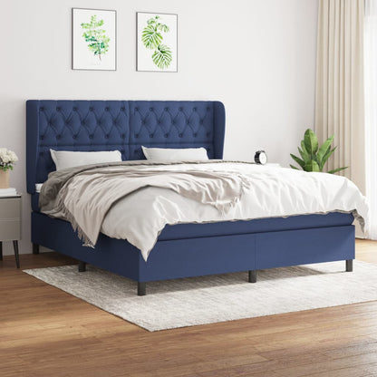 Giroletto a Molle con Materasso Blu 160x200 cm in Tessuto | homemem39