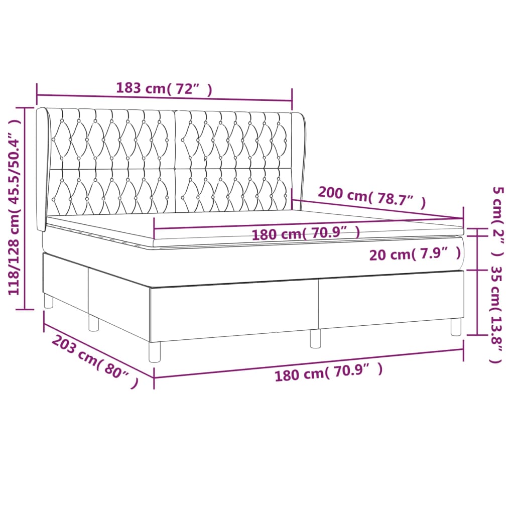 Giroletto a Molle con Materasso Blu 180x200 cm in Tessuto