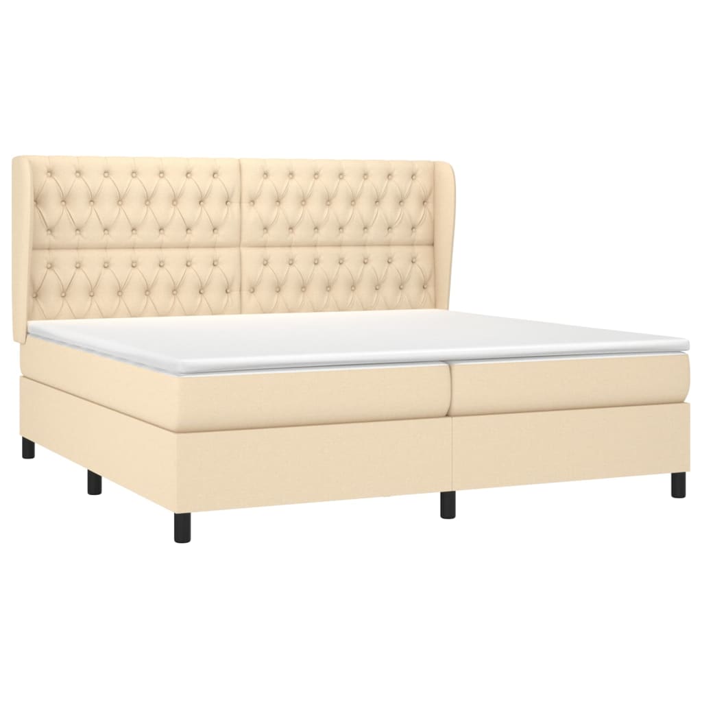 Giroletto a Molle con Materasso Crema 200x200 cm in Tessuto | homemem39