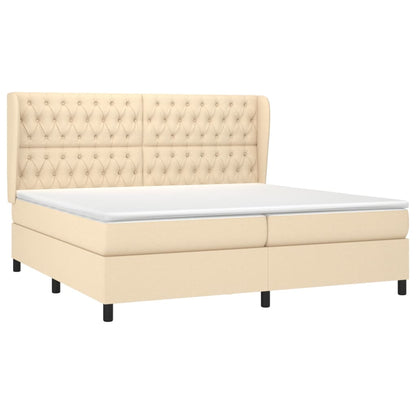 Giroletto a Molle con Materasso Crema 200x200 cm in Tessuto | homemem39
