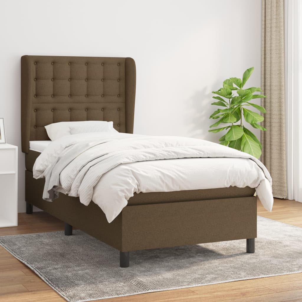 Giroletto a Molle con Materasso Marrone Scuro 80x200 cm Tessuto | homemem39