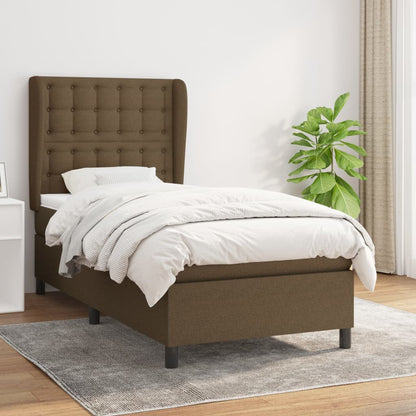 Giroletto a Molle con Materasso Marrone Scuro 100x200cm Tessuto | homemem39