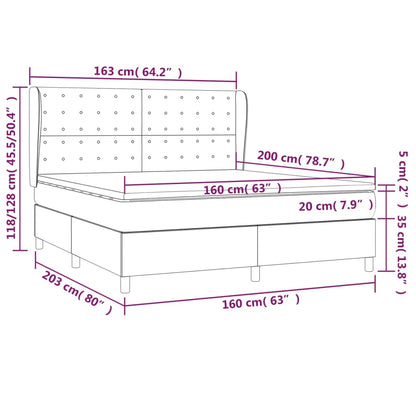 Federbettgestell mit dunkelgrauer Matratze 160x200 cm Stoff