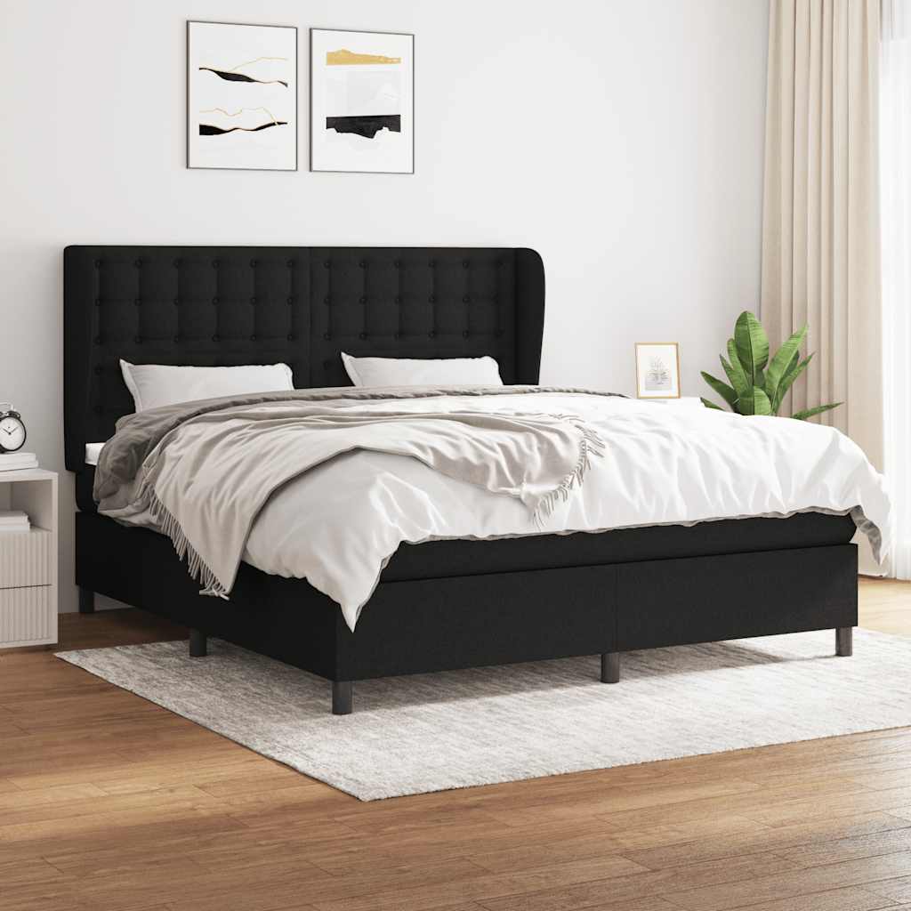 Giroletto a Molle con Materasso Nero 160x200 cm in Tessuto | homemem39