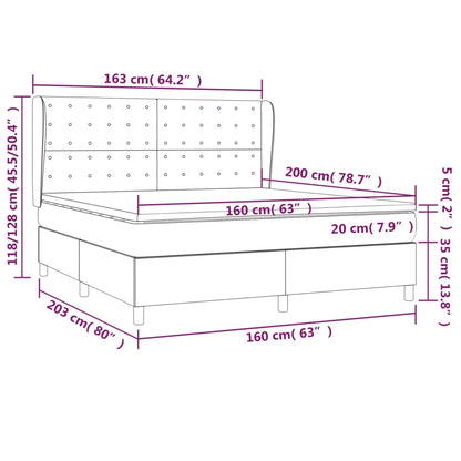 Giroletto a Molle con Materasso Blu 160x200 cm in Tessuto | homemem39