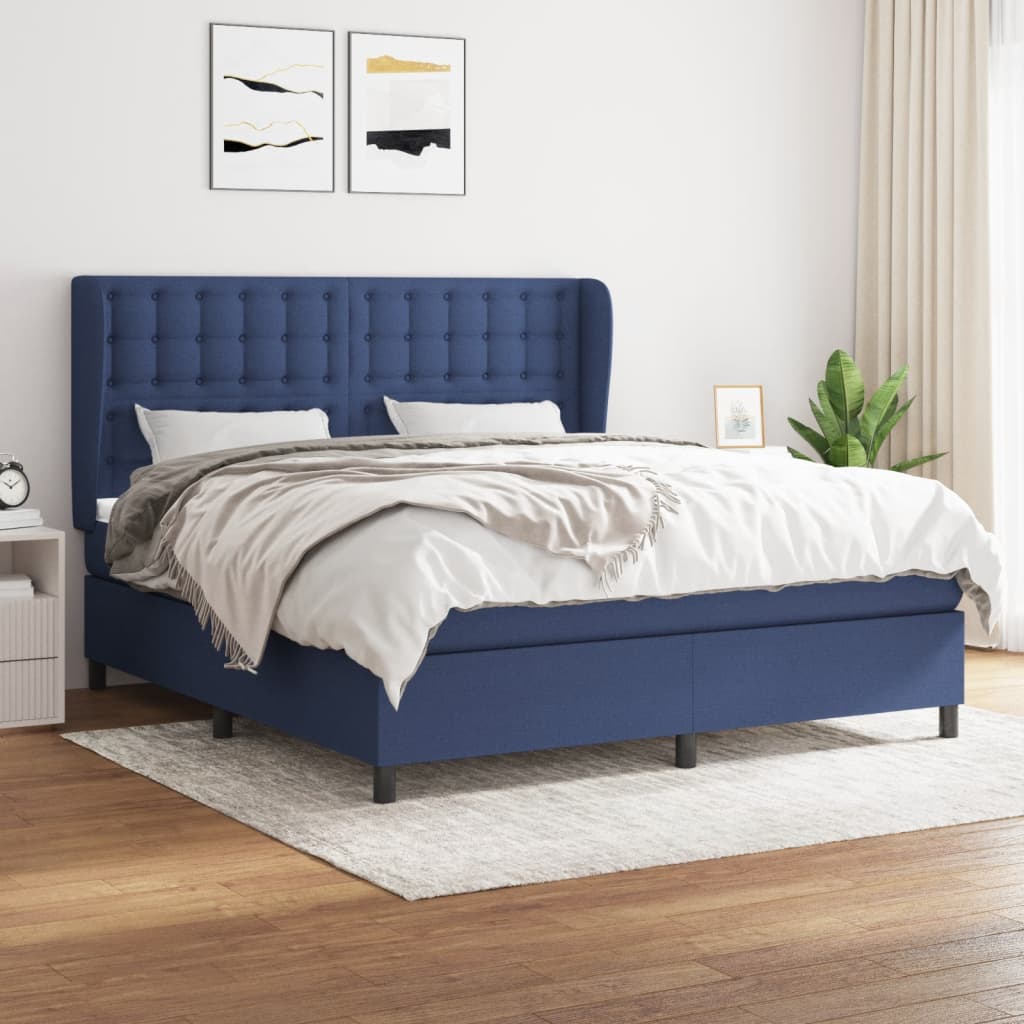 Giroletto a Molle con Materasso Blu 160x200 cm in Tessuto | homemem39