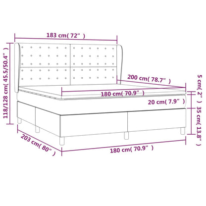 Federbettgestell mit dunkelgrauer Matratze 180x200 cm Stoff