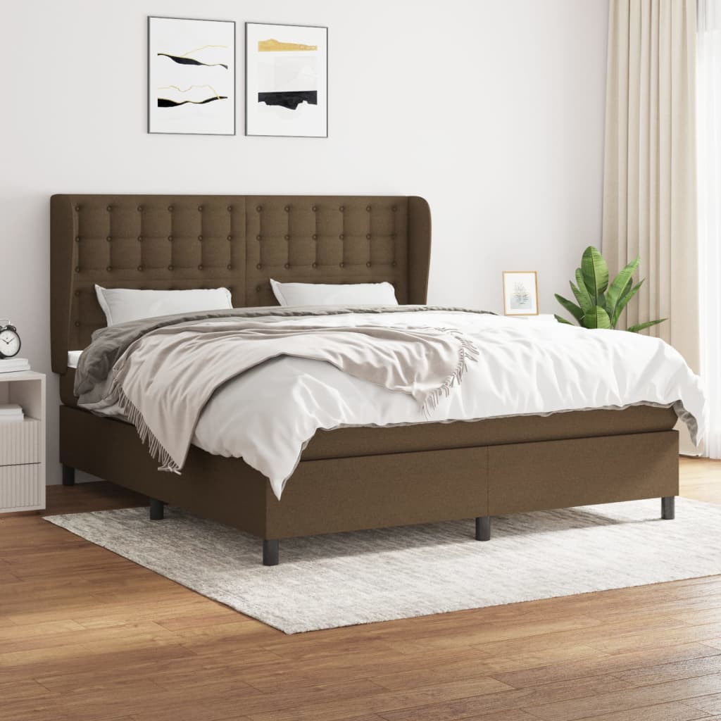 Giroletto a Molle con Materasso Marrone Scuro 180x200cm Tessuto | homemem39