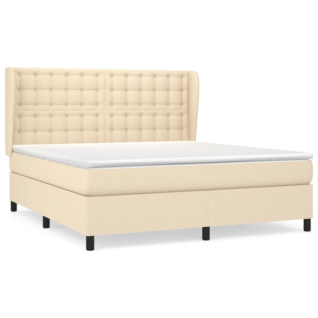 Giroletto a Molle con Materasso Crema 180x200 cm in Tessuto | homemem39