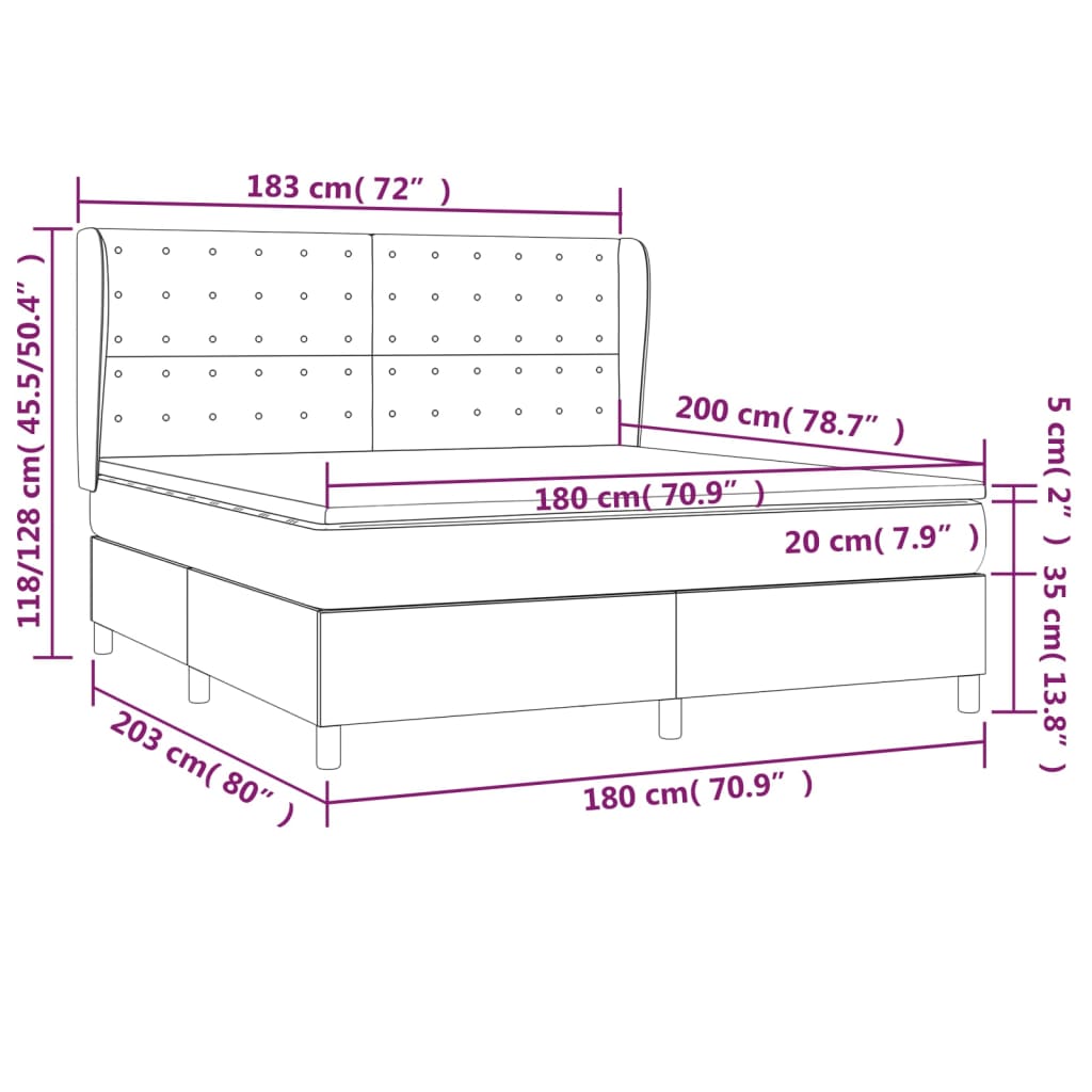 Giroletto a Molle con Materasso Blu 180x200 cm in Tessuto | homemem39