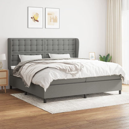 Giroletto a Molle con Materasso Grigio Scuro 200x200 cm Tessuto | homemem39