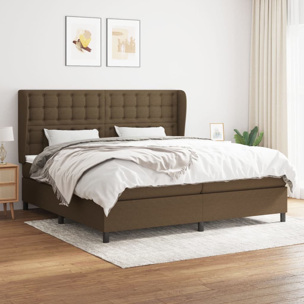 Giroletto a Molle con Materasso Marrone Scuro 200x200cm Tessuto | homemem39