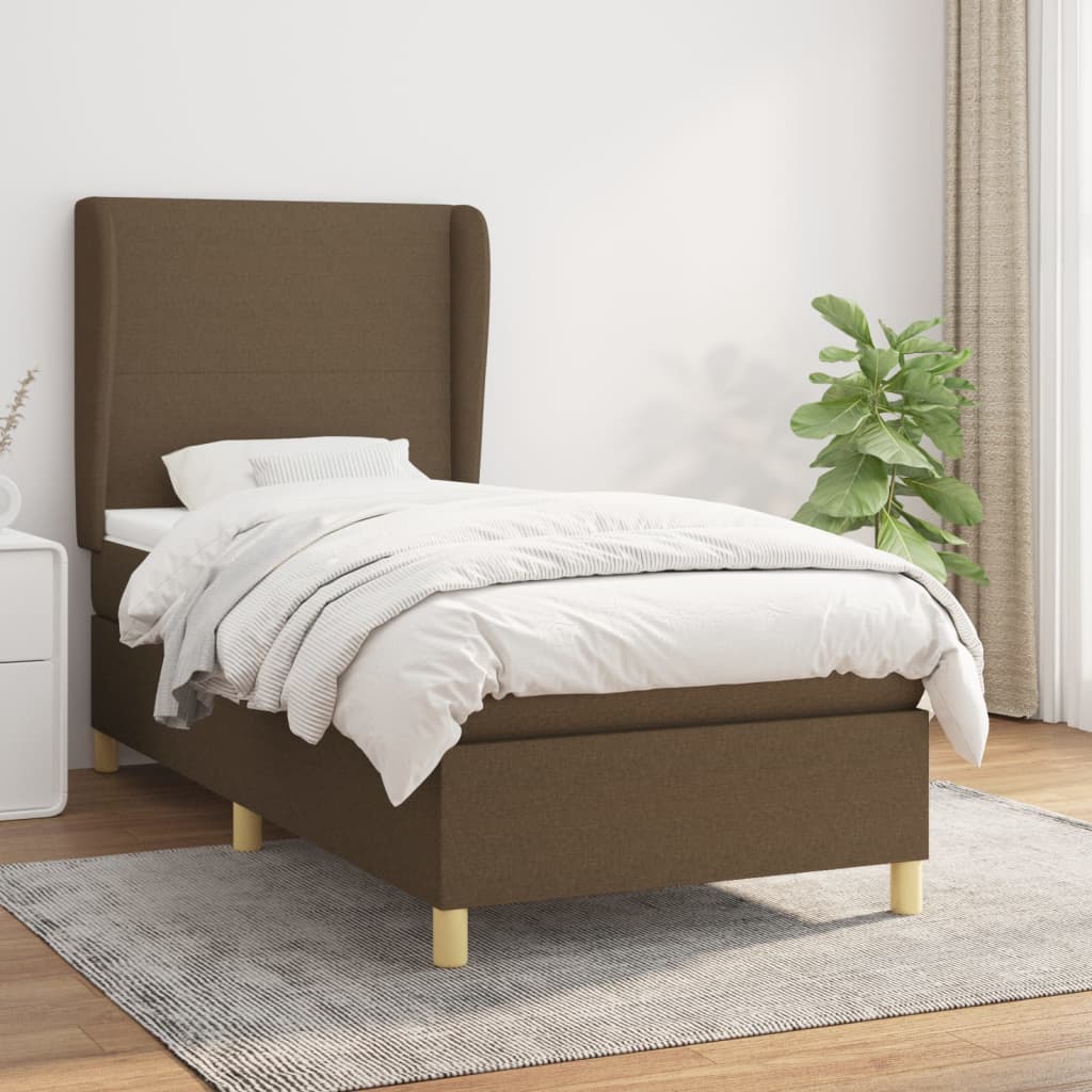 Giroletto a Molle con Materasso Marrone Scuro 80x200 cm Tessuto | homemem39
