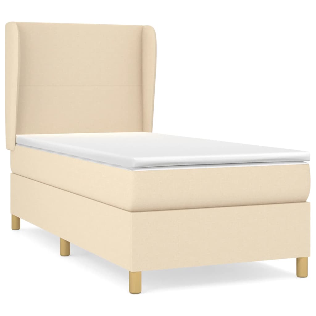 Giroletto a Molle con Materasso Crema 90x190 cm in Tessuto | homemem39