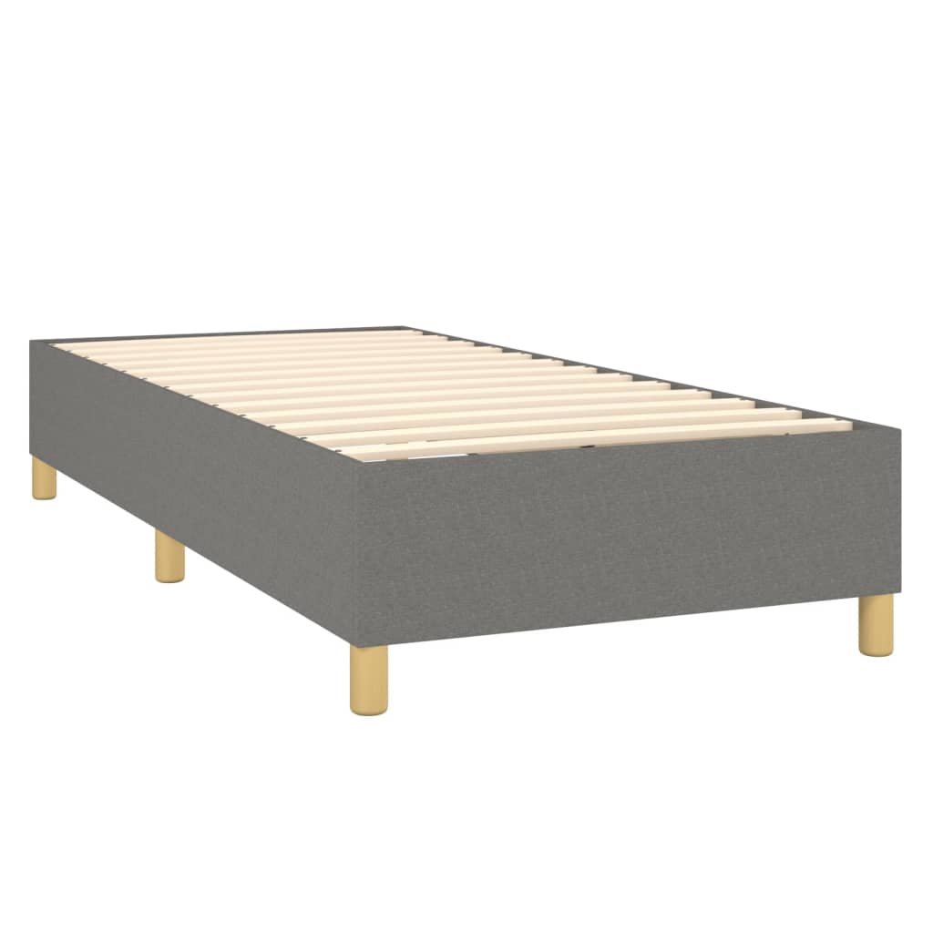 Spring Bed Frame with Dark Gray Mattress 90x200 cm Fabric