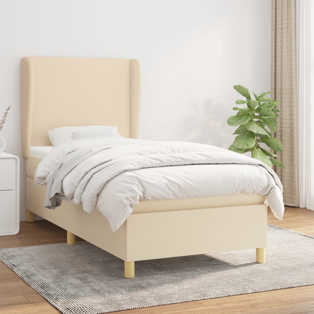Giroletto a Molle con Materasso Crema 100x200 cm in Tessuto | homemem39