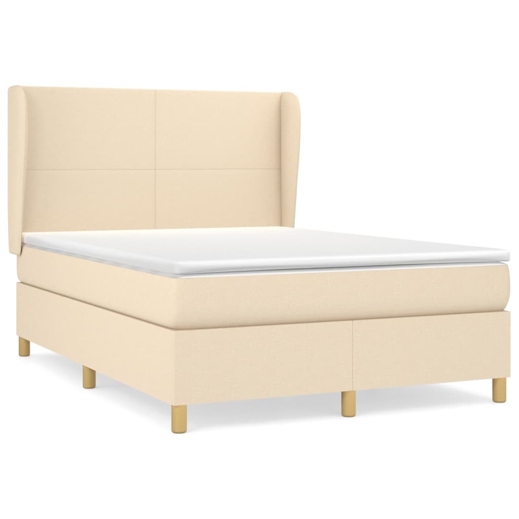 Giroletto a Molle con Materasso Crema 140x19 cm in Tessuto | homemem39