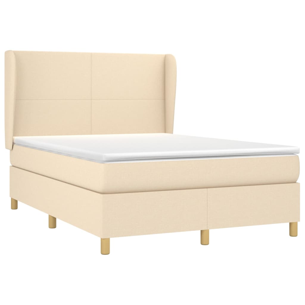 Giroletto a Molle con Materasso Crema 140x19 cm in Tessuto | homemem39